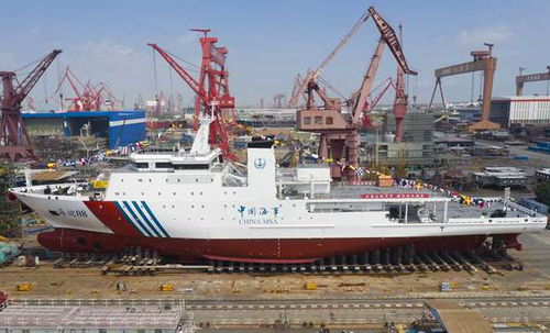我國深遠海大型專業海道測量船 海巡08 輪下水